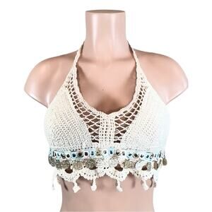 Crochet Halter Top with Coin Details